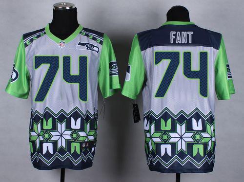 Nike Seahawks #74 George Fant Grey Men's Stitched NFL Elite Noble Fashion Jersey